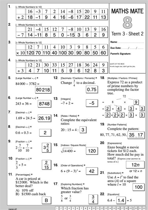 Maths Mate Answers Term 3 Sheet 5