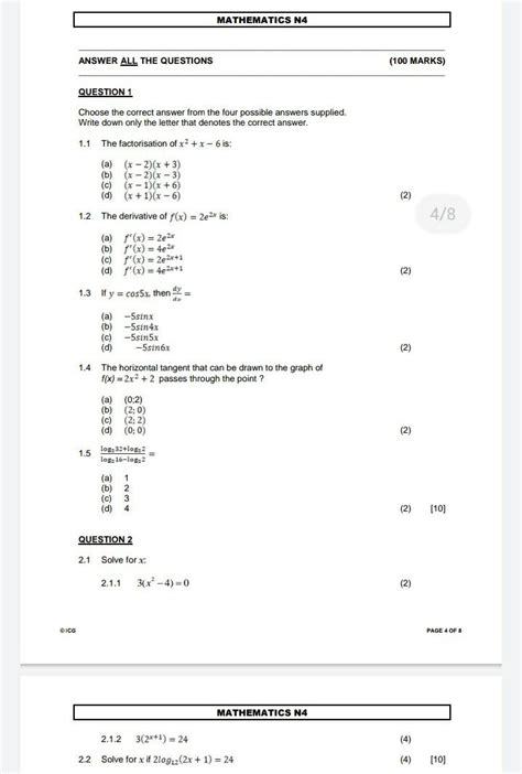 Maths N4 Question And Answer