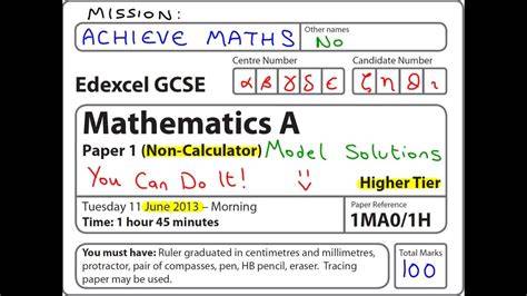 maths non calculator june 2013 answers