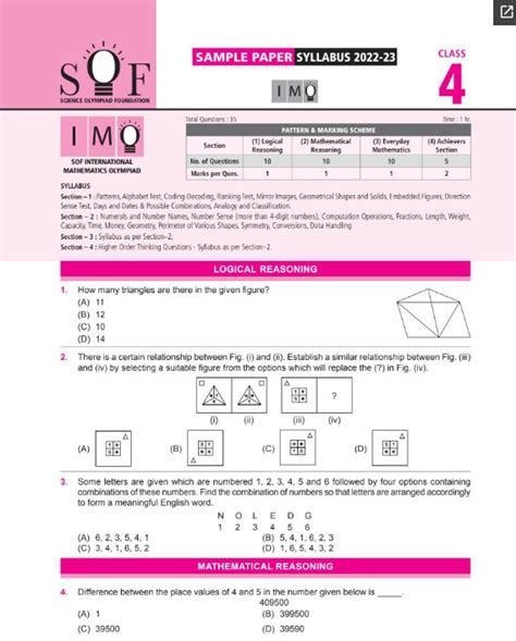 Maths Olympiad For Class 4