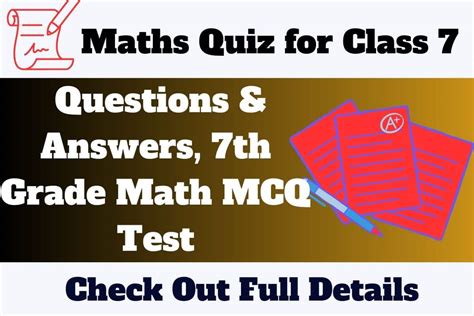 Maths Quiz For Class 7th