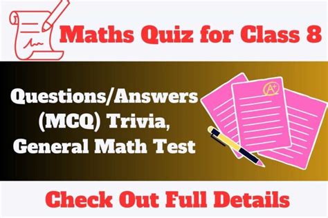 Maths Quiz For Class 8