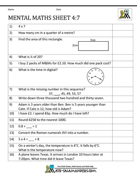 maths worksheets for 4 year olds