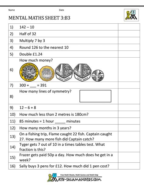 Maths Worksheets For School Years 3 To 6 The Math Ninja - The Math Ninja