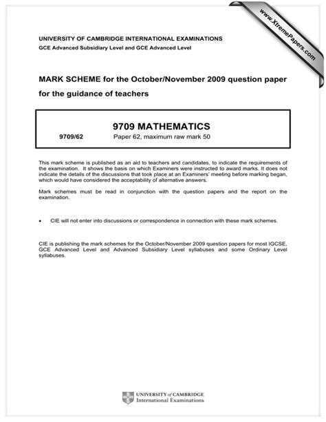 Download Maths 9709 November 2009 Paper 3 