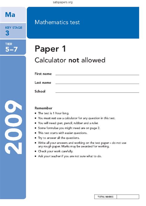 Download Maths Calculator Paper Ks3 