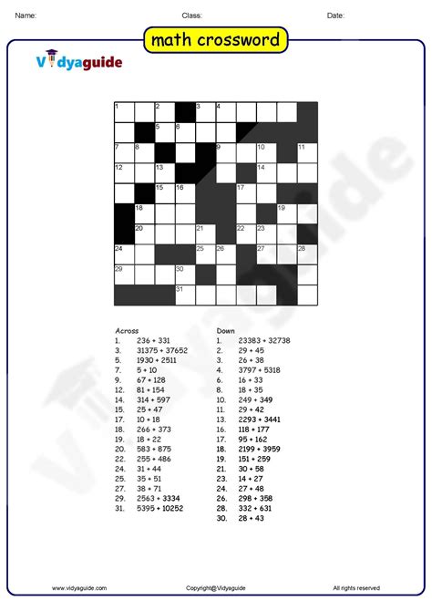 Read Maths Crossword Puzzle With Answers For Class 9 Free Kindle