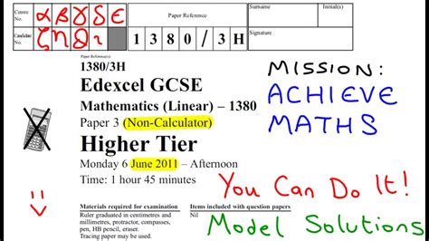 Read Maths Edexcel Non Calculator Paper Higher Tier 