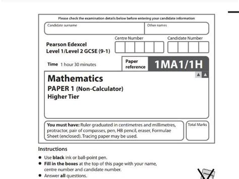 Read Online Maths Edexcel P42058A Paper 1 