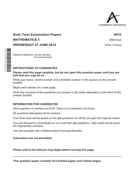 Full Download Maths Exam Paper June 2012 