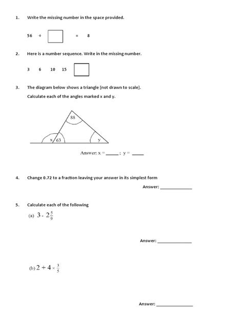 Download Maths Exam Paper Year 7 