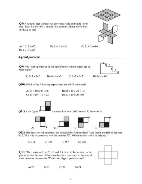 Read Online Maths Kangaroo Test Papers 