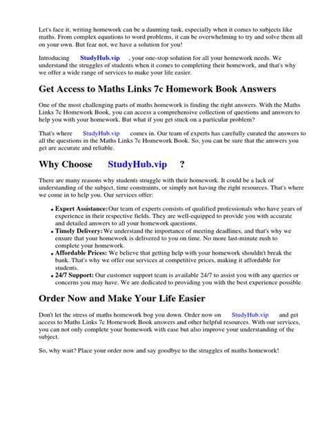 Full Download Maths Links Homework Answers 