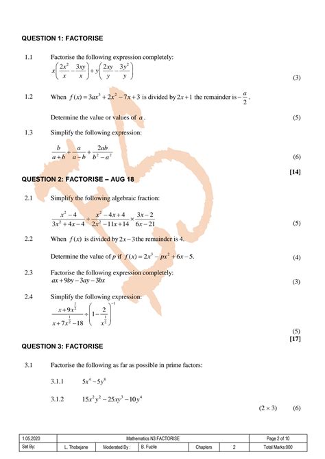 Download Maths N3 Memo Question Papers 