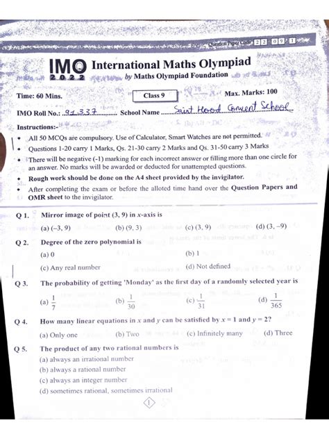 Read Maths Olympiad Grade12 Question Papers 