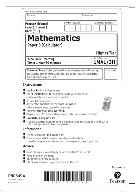Full Download Maths Past Papers Edexcel Higher Tier 