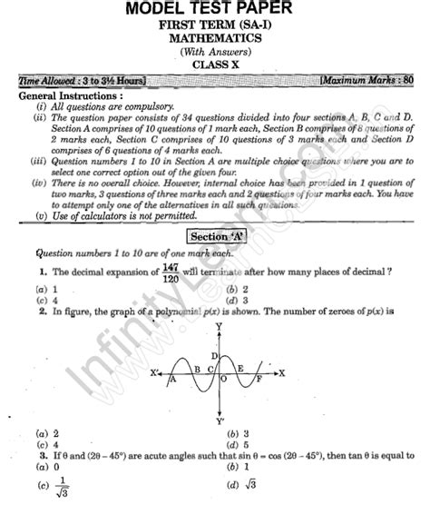 Read Online Maths Sample Paper For Class 10 Sa1 