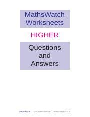Download Mathswatch Worksheets Higher Questions And Answers 