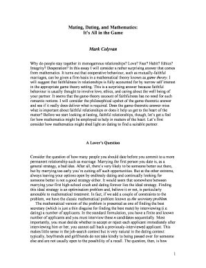mating dating and mathematics