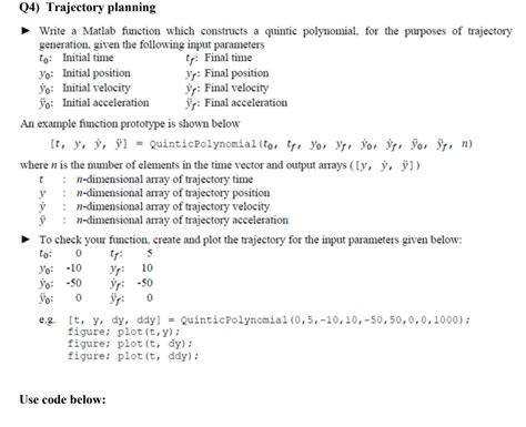 Matlab Code For Trajectory Planning