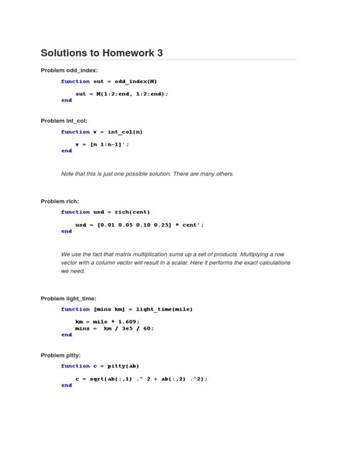 Matlab Homework Solutions
