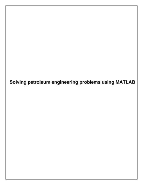 Matlab Petroleum Engineering