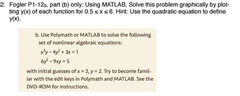 Matlab Solutions Fogler