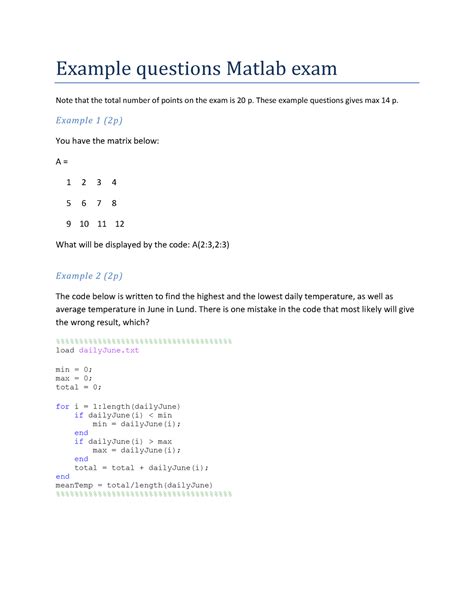Read Online Matlab Exam Questions And Solutions 