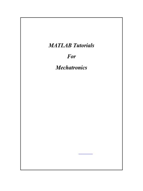 Read Matlab Tutorials For Mechatronics 