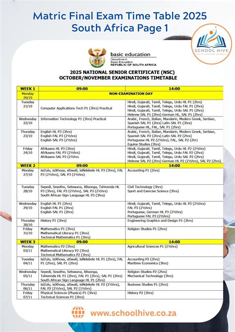 matric timetable for roedean school