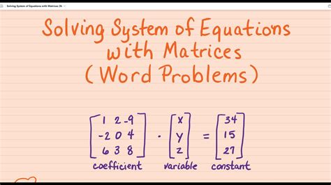 Matrices Word Problems And Solutions