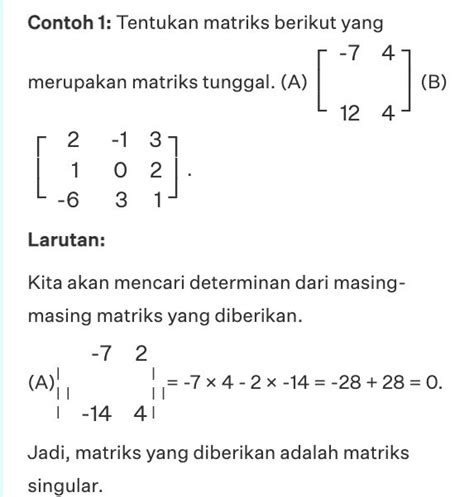 Matriks Singular Adalah