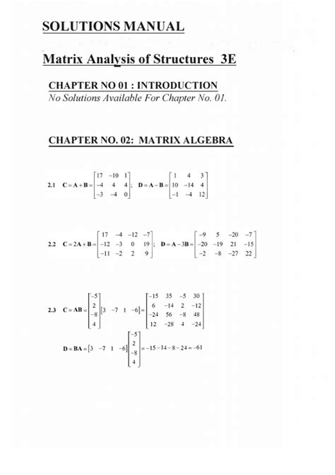 Matrix Analysis Of Structures Solutions Manual