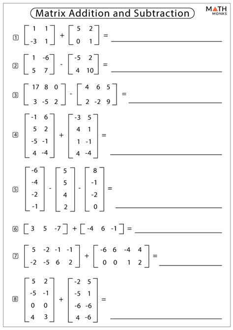 Matrix Of Addition And Subtraction Problems Create Your Adding Matrices Worksheet - Adding Matrices Worksheet