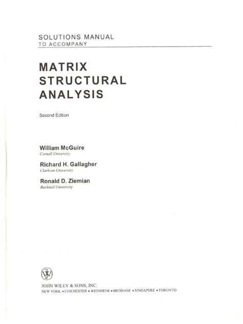 Matrix Structural Analysis Solutions Mcguire
