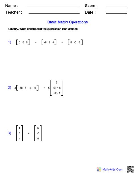 Matrix Worksheets Solving Matrix Equations Worksheet - Solving Matrix Equations Worksheet