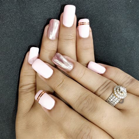 matte pink nails with design