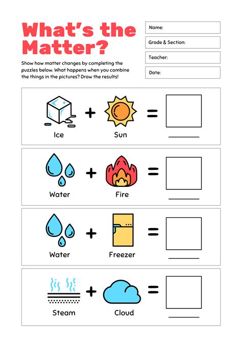 Matter And Its Changes Worksheet   Phases Of Matter Worksheets - Matter And Its Changes Worksheet