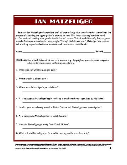 matzeliger jan biography samples