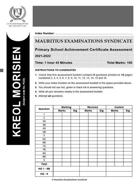 mauritius examination syndicate syllabus form 3