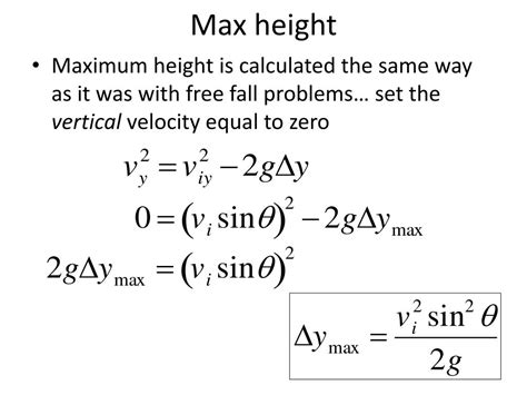 Max Height Formula