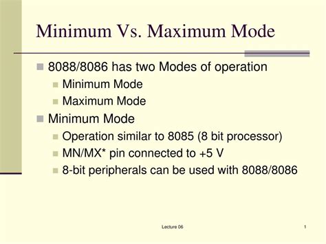 Maximum And Minimum Mode Of 8086