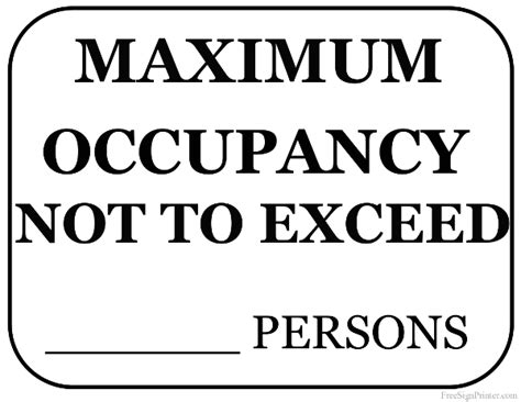 Maximum Occupancy Sign Template