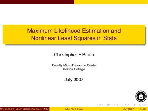 Download Maximum Likelihood And Non Linear Estimation In Stata By 