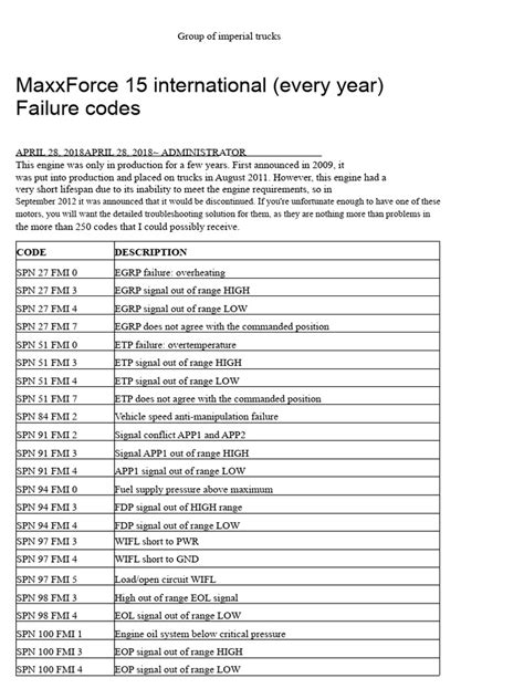 Maxxforce Engine Codes