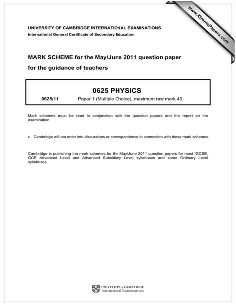 May June 2011 Physics 0625 Qp
