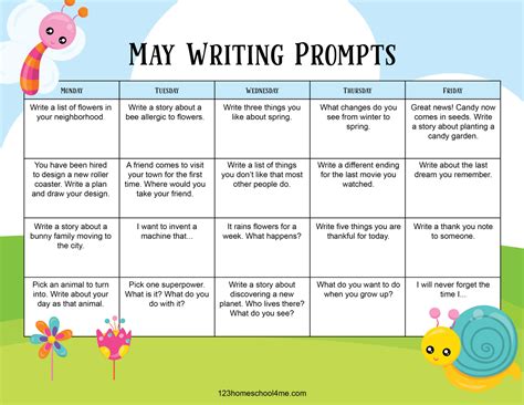 May Writing Prompt Calendar Writeshop Writing Prompts Calendar - Writing Prompts Calendar