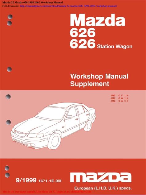 Mazda 626 1998 2002 Workshop Manual
