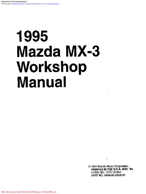 Mazda V6 Workshop Manual