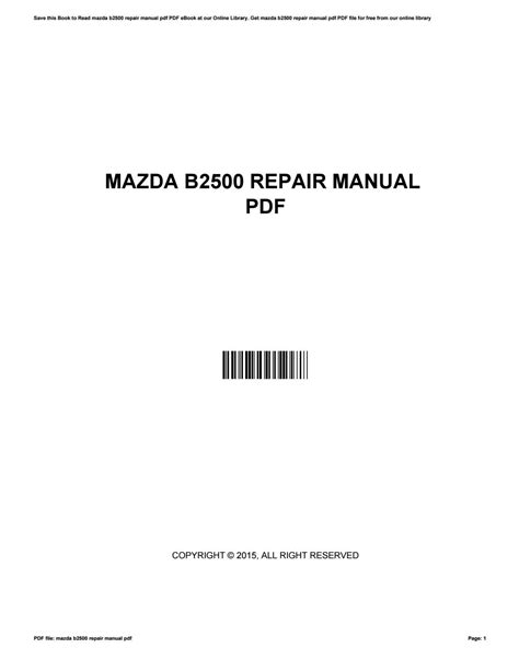 Download Mazda B2500 Workshop Manual 1042 Pdf 